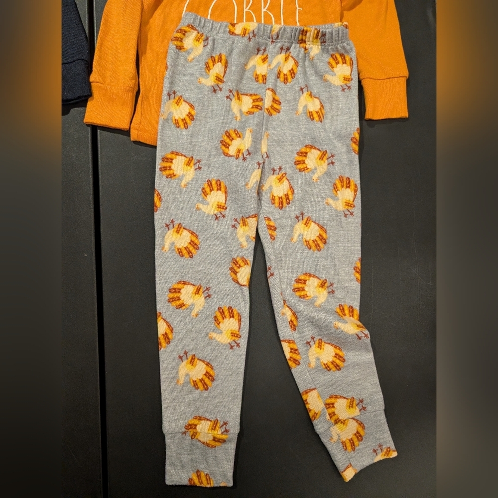 Lot of 2 (TWO) Toddler Boy Thanksgiving Theme Pajama Sets in Size 4T - Picture 6 of 9